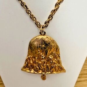 NECKLACE HUGE BRUTALIST BELL MID CENTURY CHUNKY HEAVY TEXTURED